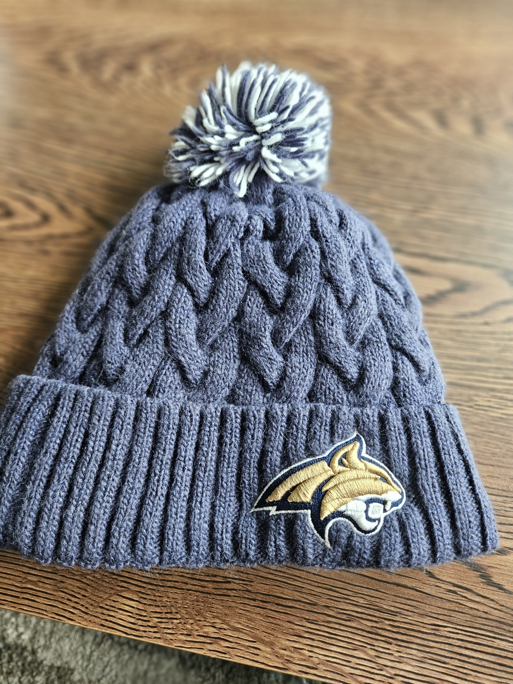 Montana State Embroidered Pom Beanie